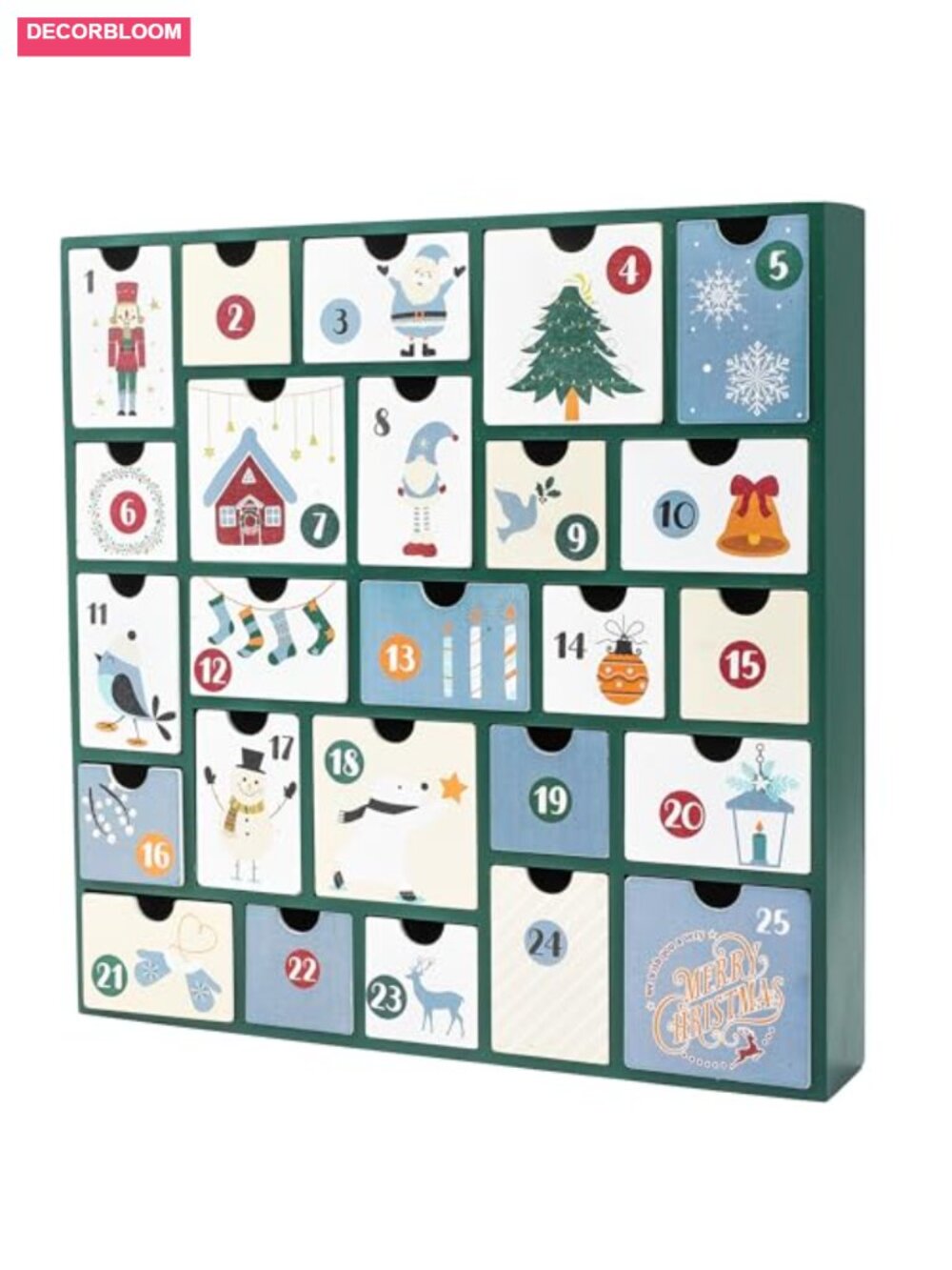 Wooden Advent Calendar 25 Drawers Reusable Fill Your Own Christmas Countdown